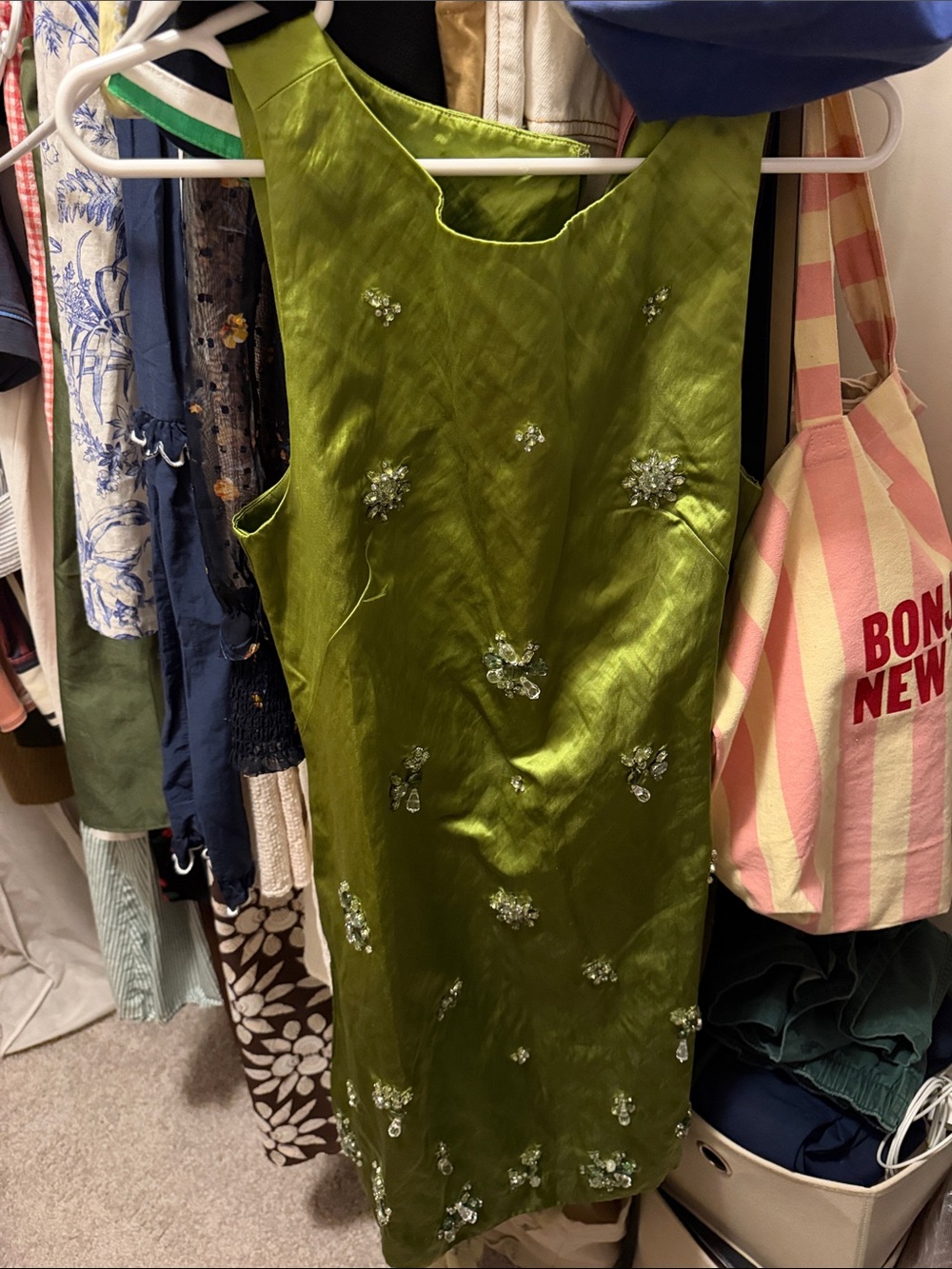 NWT J Crew collection embellished satin shift dress - Picture 3 of 5